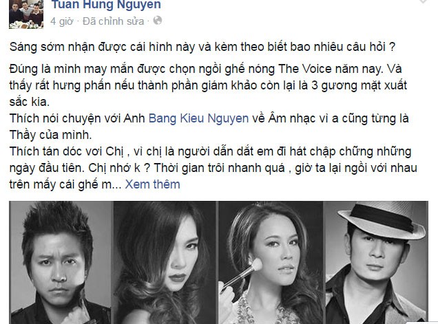 Ca si Tuan Hung ngoi ghe nong The Voice 2015-Hinh-2